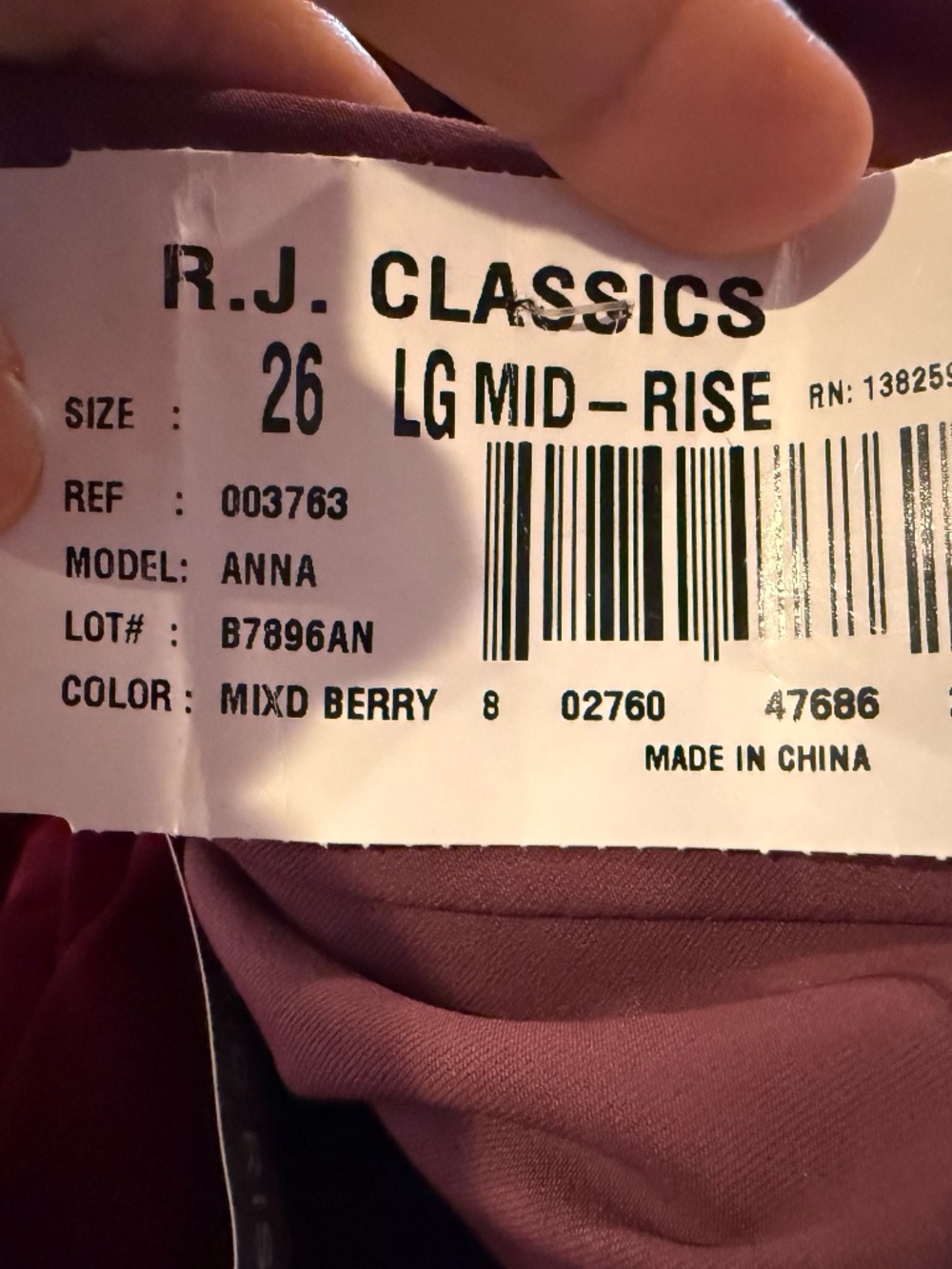 R.J. Classics sz 26 mid rise Anna riding breeches mixed berry - Picture 9 of 9
